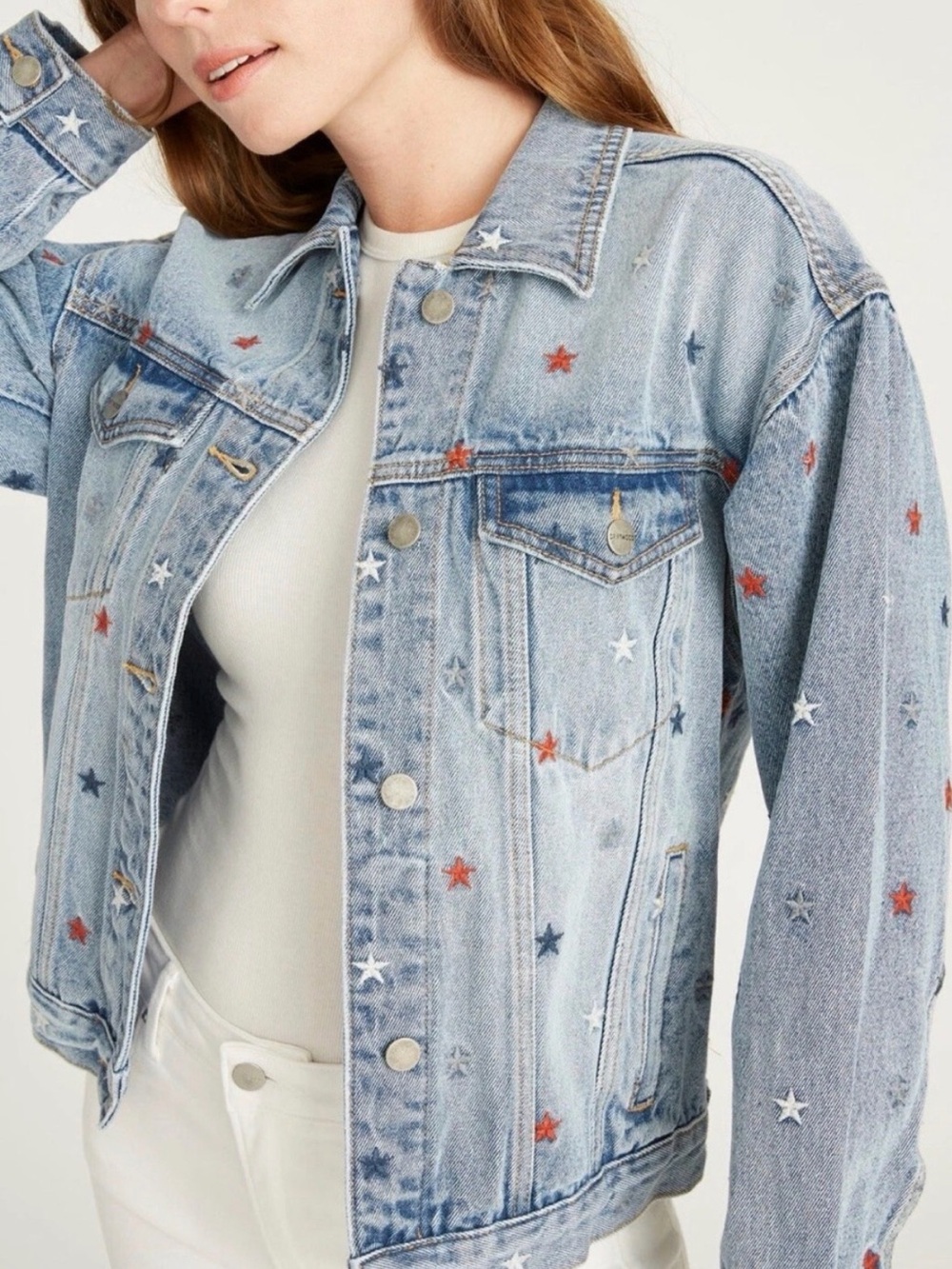 DRIFTWOOD STARRY NIGHT EMBROIDERED DENIM JACKET size XL